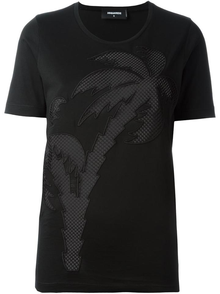 Dsquared2 Palm Tree T-shirt, Women's, Size: Small, Black, Cotton/polyester