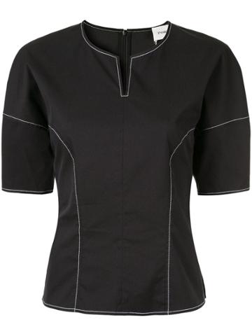 Ports Pure Contrast Stitching Top - Black