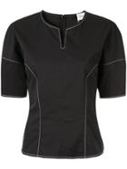 Ports Pure Contrast Stitching Top - Black
