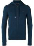 Michael Kors Logo Plaque Zip Hoodie, Men's, Size: Large, Blue, Cotton/spandex/elastane