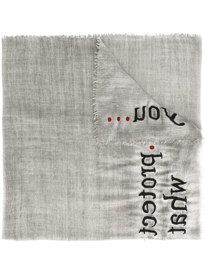 Faliero Sarti Quote Scarf, Women's, Grey, Silk/polyester/wool
