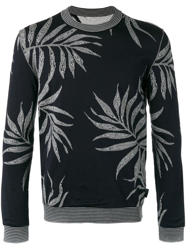 Ballantyne Intarsia Leaf Jumper - Black