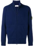 Stone Island Logo Patch Zipped Cardigan - Blue