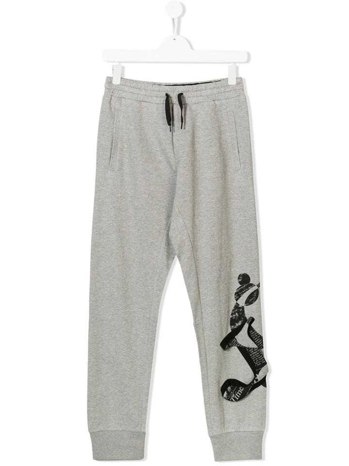 John Galliano Kids Teen Three-dimensional Logo Track Pants - Grey