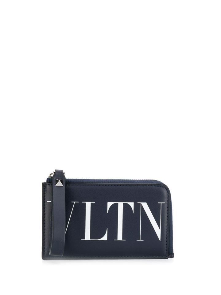 Valentino Contrast Logo Zip Wallet - Blue