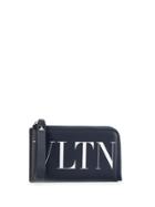 Valentino Contrast Logo Zip Wallet - Blue