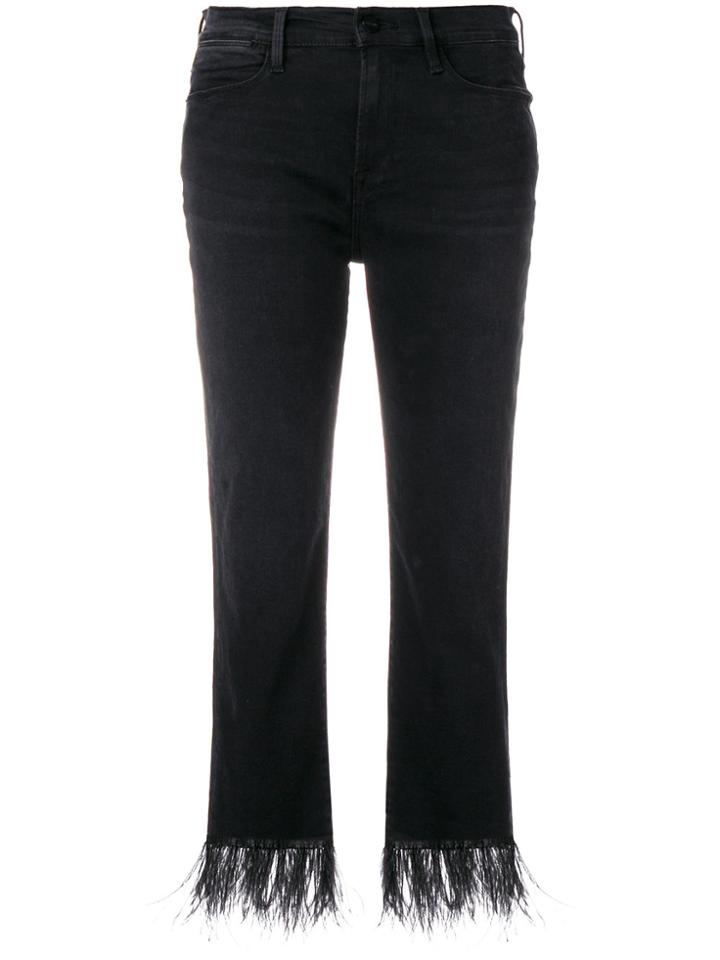 Frame Denim Feather Trim Jeans - Black