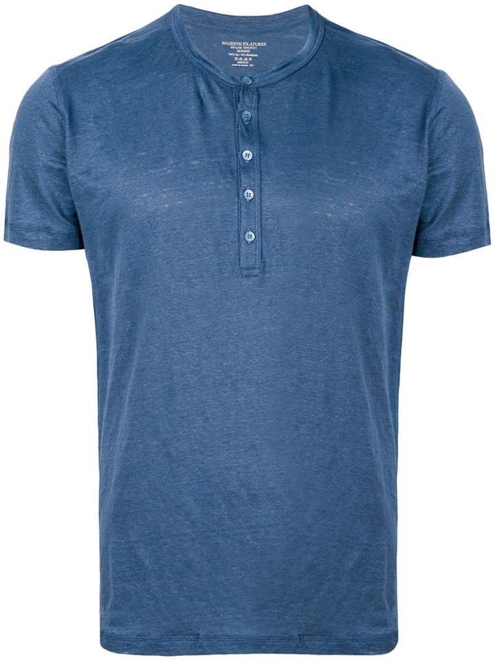Majestic Filatures Button Detail T-shirt - Blue