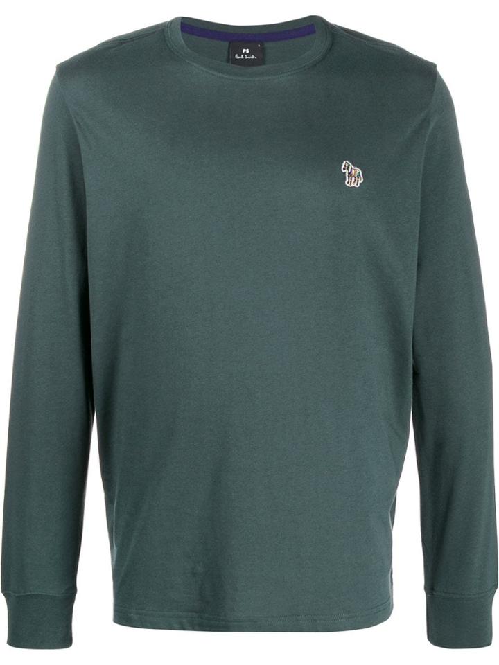 Ps Paul Smith Logo Embroidered Jersey Top - Green