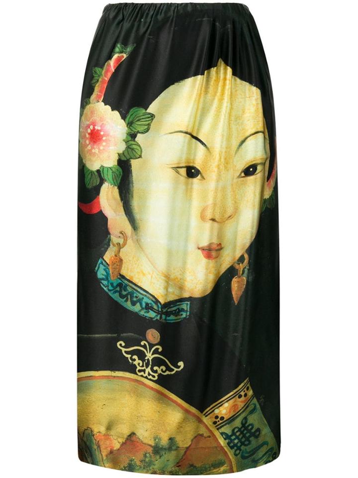 Simone Rocha High Rise Printed Skirt - Black