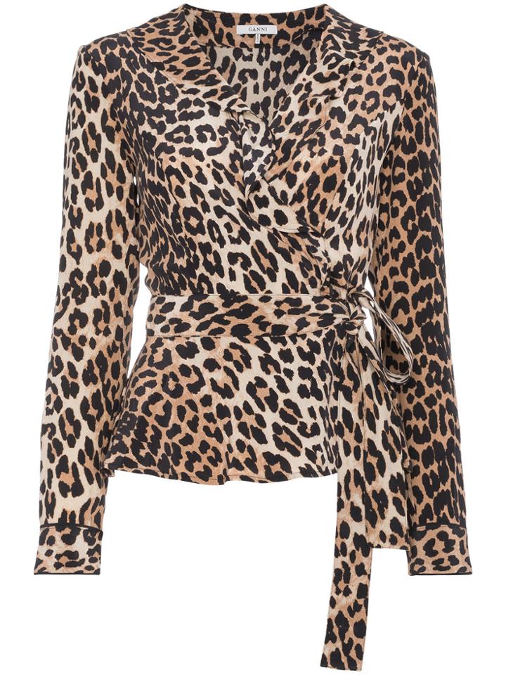 Ganni Fayette Silk Wrap Blouse - Black