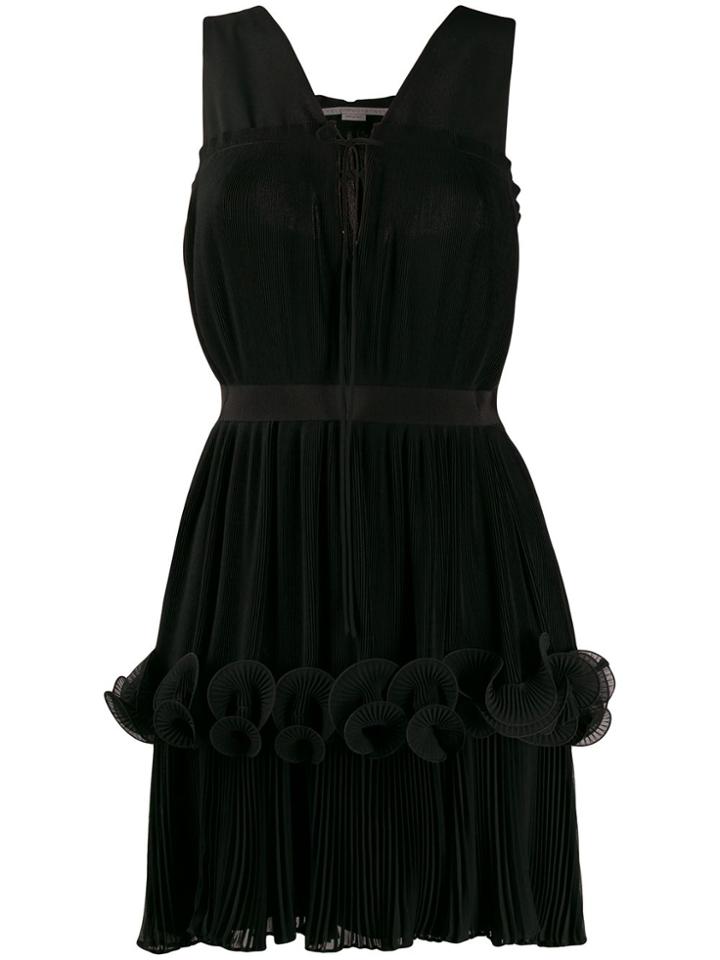 Stella Mccartney Ruffled-layer Pleated Dress - Black
