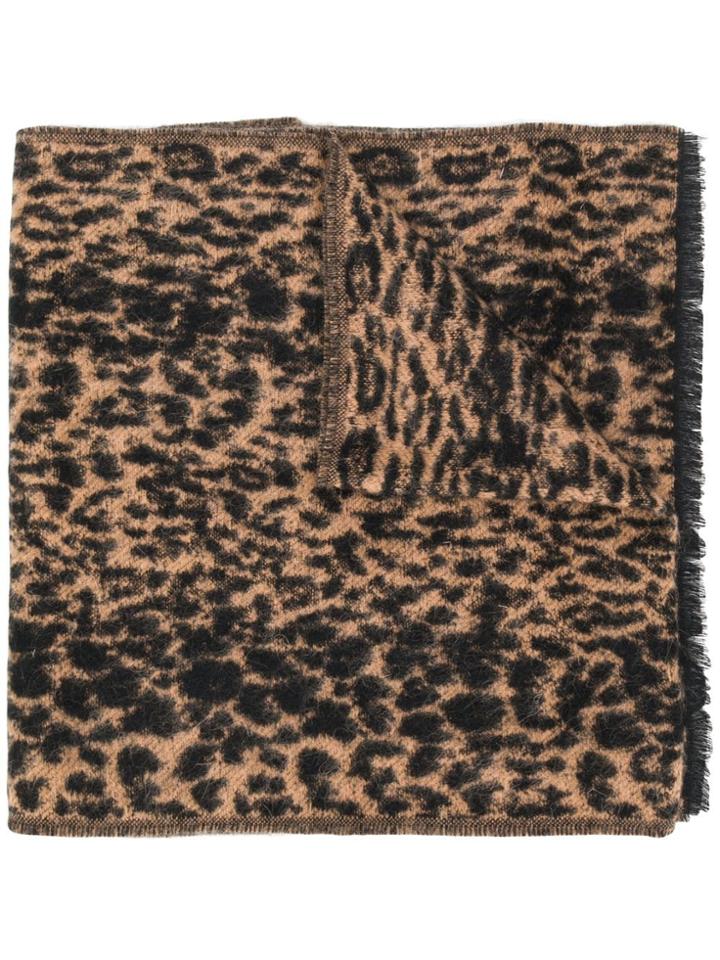 Saint Laurent Animal Print Scarf - Brown