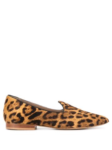 Le Monde Beryl Leopard Fur Loafers - Brown