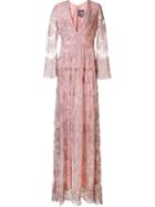 Monique Lhuillier Embroidered Tulle Gown, Women's, Size: 6, Pink/purple, Silk