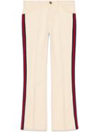 Gucci Denim Flare Pant With Web - White