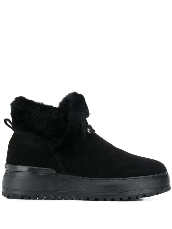 Baldinini Faux Shearling Ankle Boots - Black