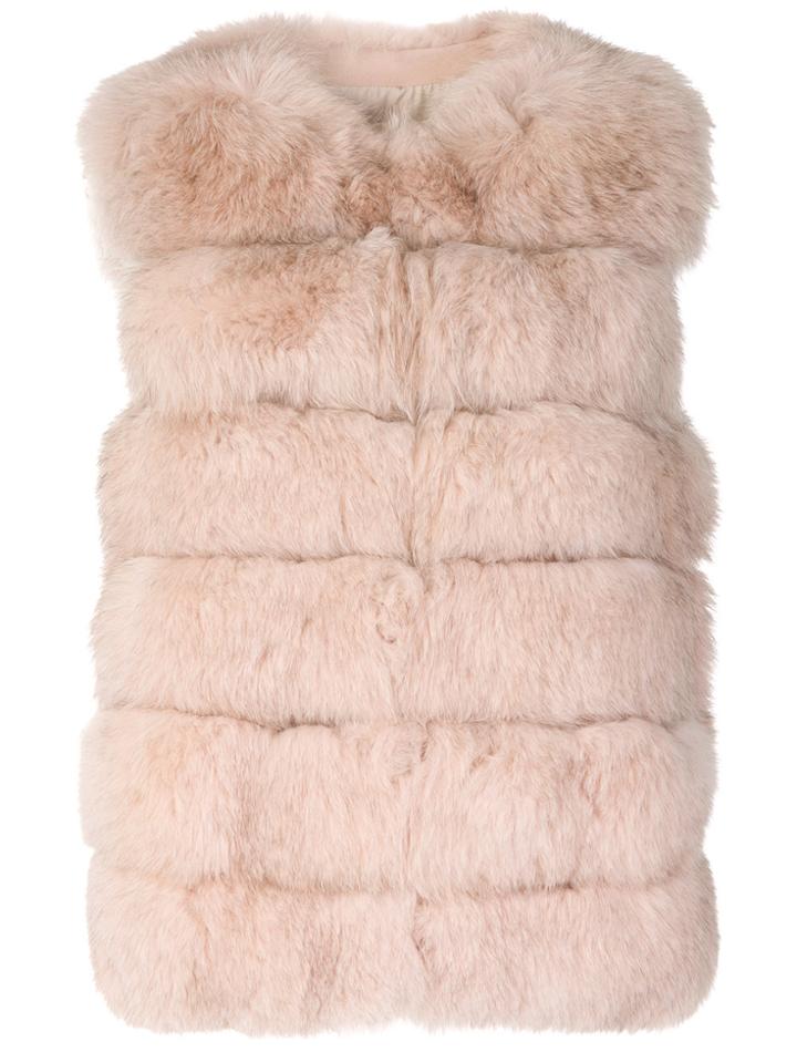 Yves Salomon Oversized Gilet - Pink & Purple