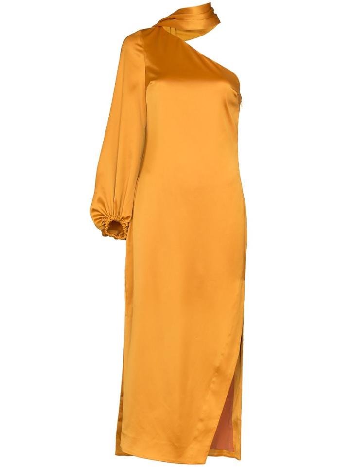 Staud One-sleeve Midi Dress - Orange