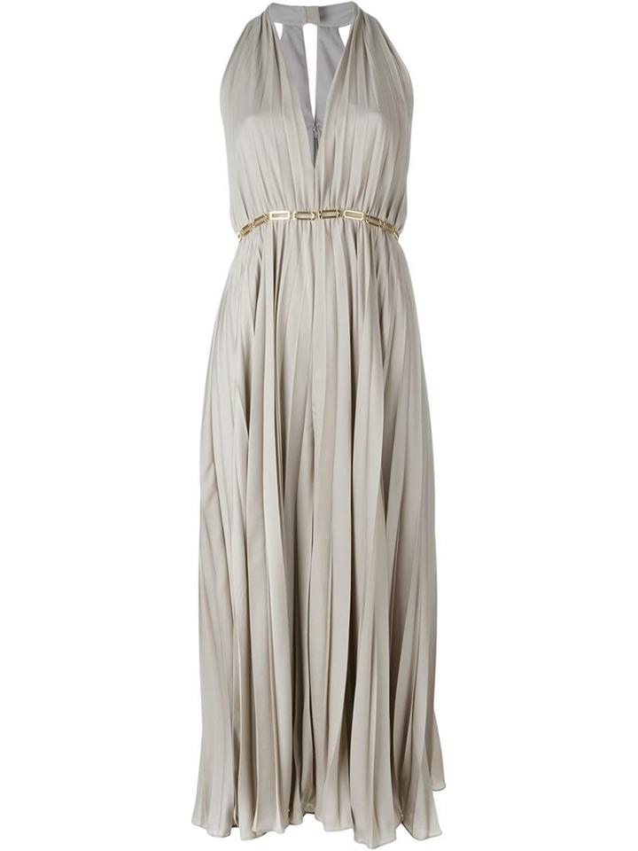 Halston Heritage Contrast Waist Halterneck Pleated Dress