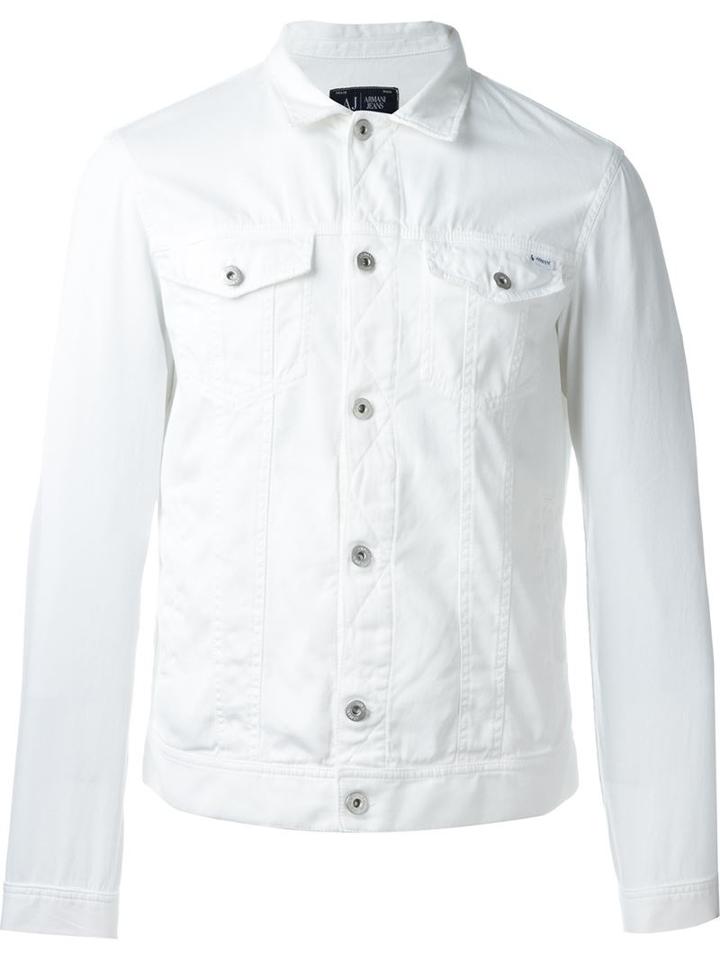 Armani Jeans Denim Jacket, Men's, Size: 54, White, Cotton/spandex/elastane