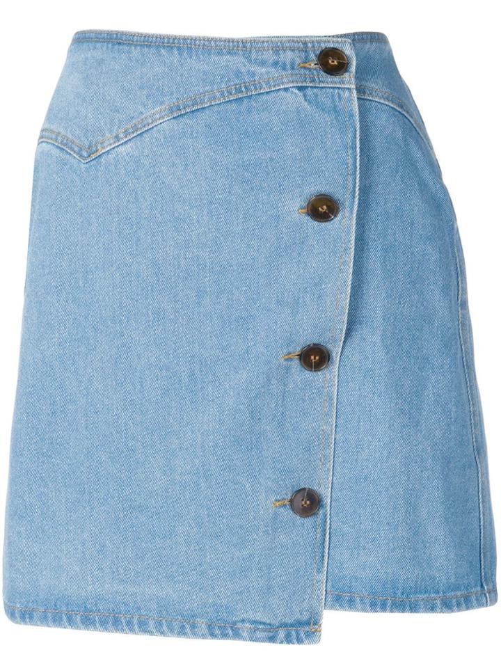 Nanushka Amita 80's Wash Denim Skirt - Blue