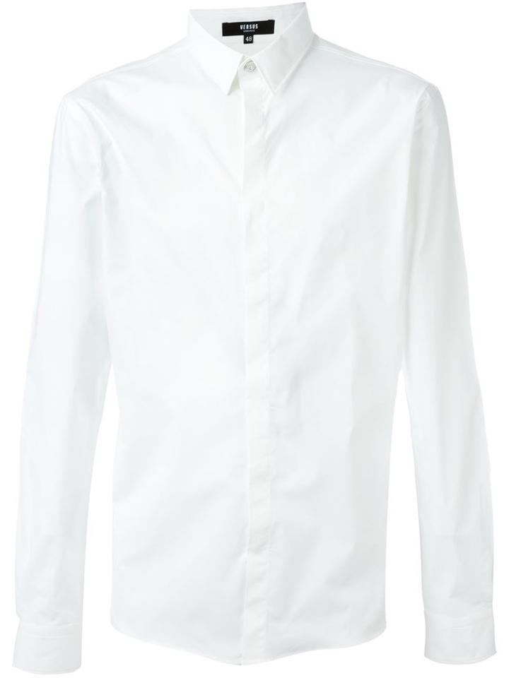 Versus Concealed Fastening Shirt, Men's, Size: 52, White, Cotton/spandex/elastane/polyester