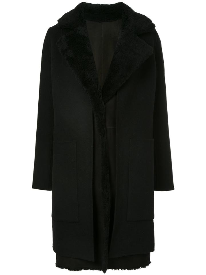 Yves Salomon Cashmere And Shearling Straight Coat - Black