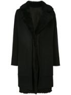 Yves Salomon Cashmere And Shearling Straight Coat - Black
