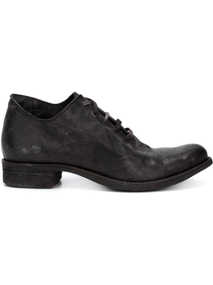 A Diciannoveventitre Distressed Lace-up Shoes, Men's, Size: 39, Black, Horse Leather/leather