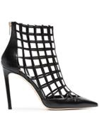 Jimmy Choo Black Sheldon 100 Caged Leather Boots