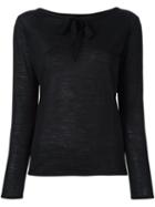 Eleventy Drawstring Boat Neck Jumper, Women's, Size: Medium, Black, Wool
