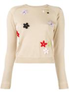 Simone Rocha Floral Embroidered Sweater, Women's, Size: Small, Nude/neutrals, Silk/cashmere/merino