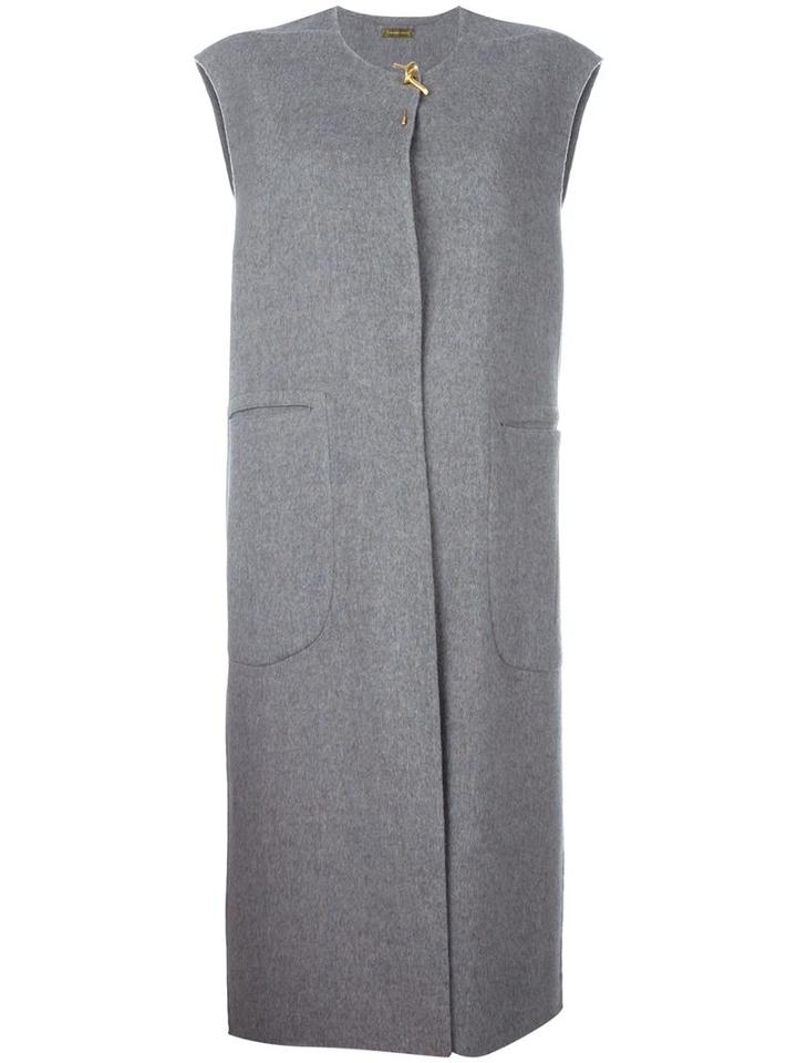 System Sleeveless Coat, Women's, Size: Medium, Grey, Cashmere/wool