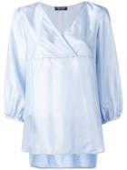 Twin-set - V-neck Blouse - Women - Silk/cotton - L, Blue, Silk/cotton