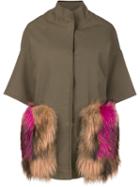 Ava Adore Shortsleeved Mid Coat, Women's, Size: 40, Green, Cotton/spandex/elastane/raccoon Dog