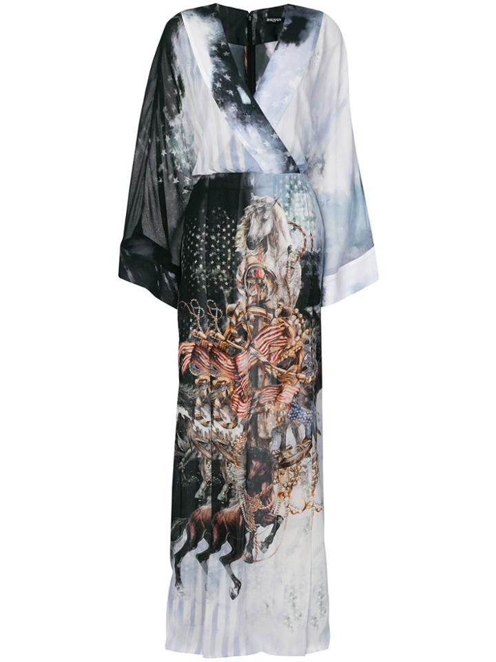 Balmain Long Signature Print Dress - Multicolour