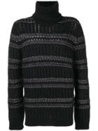 Saint Laurent Contrast Knit Sweater - Black