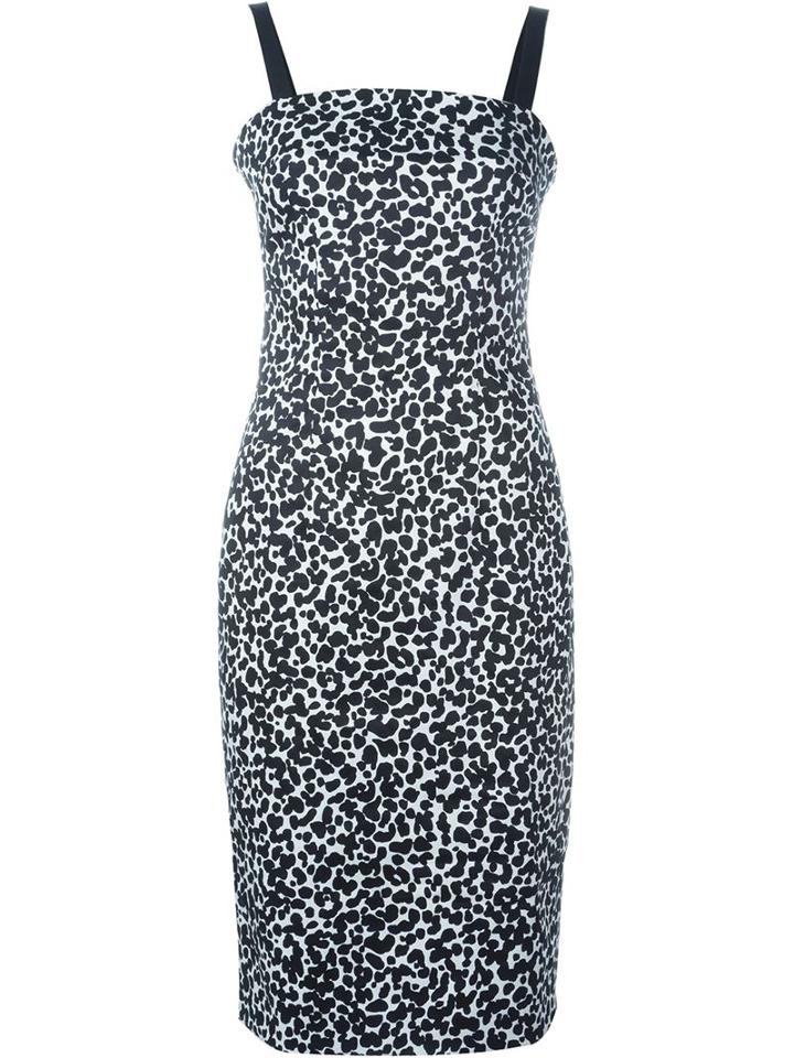 Boutique Moschino Graphic Leopard Print Dress, Women's, Size: 44, Black, Cotton/other Fibers