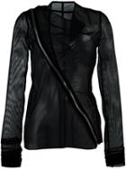 Rick Owens Lilies Semi Sheer Tulle Biker Jacket, Women's, Size: 40, Black, Polyamide/spandex/elastane