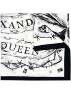 Alexander Mcqueen Skull And Barbed Wire Print Scarf, Women's, Black, Silk