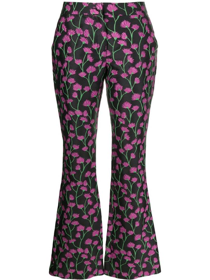 Blumarine Satin Embroidered Flares - Black