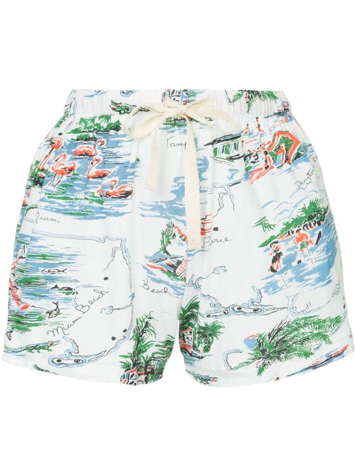 Bassike Beach Print Jersey Shorts - Blue