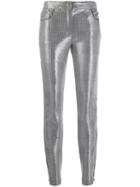 Just Cavalli Sequin Check Skinny Trousers - Silver