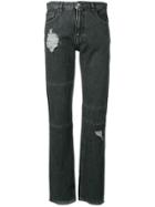Mm6 Maison Margiela Distressed Slim-fit Jeans - Black