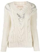 Ermanno Scervino Cable-knit Slim-fit Jumper - White