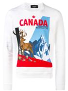 Canada Moose Print Sweatshirt - Men - Cotton - Xxl, White, Cotton, Dsquared2