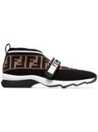 Fendi White, Brown And Black Rockoko Runner Sneakers