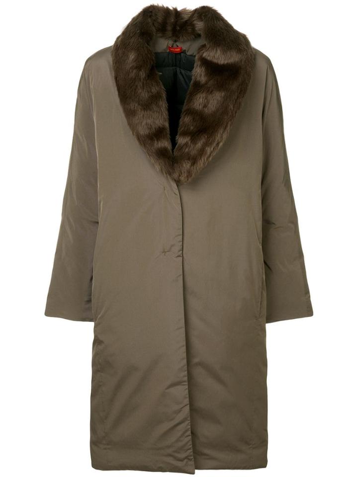 Des Prés Detachable Collar Padded Coat - Green