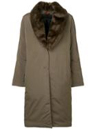 Des Prés Detachable Collar Padded Coat - Green